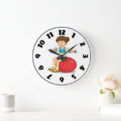 Fille faisant de l'exercice avec des poids Horloge (Maison)
