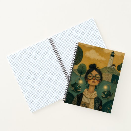 Fille Fantaisiste avec Carnet de Poisson-Lune (Intérieur)