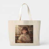 Fille Fantaisiste avec Sac Cabas à Café (Dos)