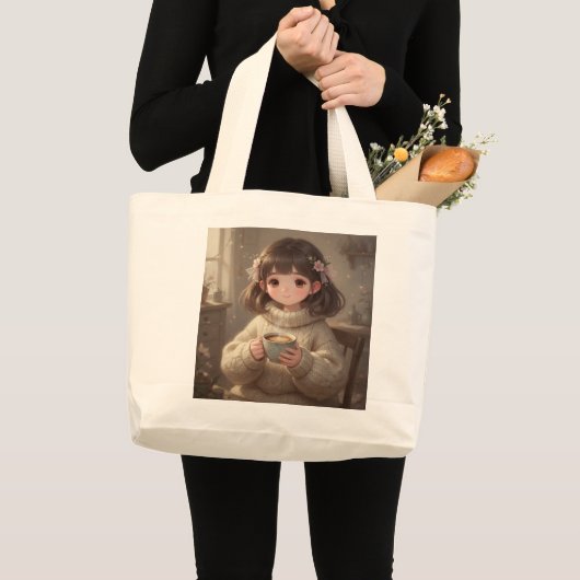 Fille Fantaisiste avec Sac Cabas Café (Devant (produit))