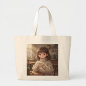 Fille Fantaisiste avec Sac Cabas Café (Devant)