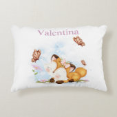 Fille Fantaisiste Renard & Papillon Coussin Nom Pe (Devant)