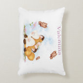 Fille Fantaisiste Renard & Papillon Coussin Nom Pe (Devant(Vertical))