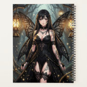 Fille fée d'anime gothique dans une forêt enchanté (Dos)