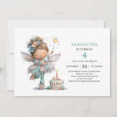 Fille Fée Mignonne 3e Anniversaire Invitations Fan (Devant)