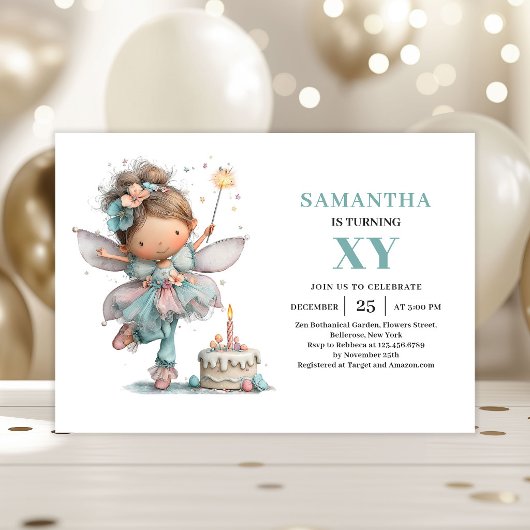 Fille Fée Mignonne 3e Anniversaire Invitations Fan
