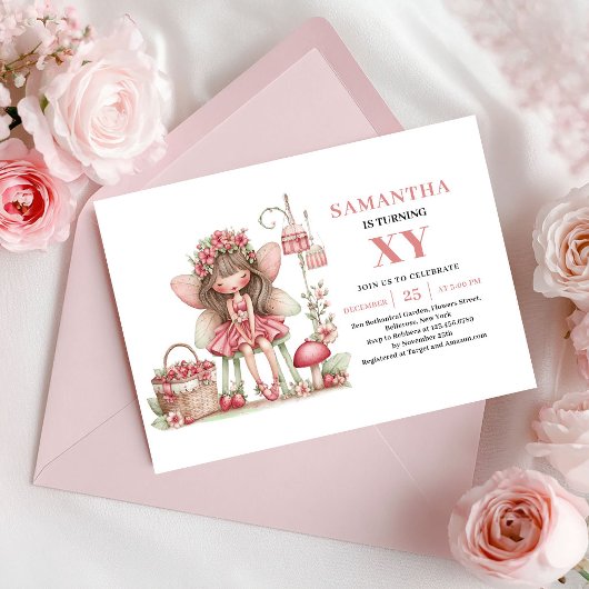 Fille Fée Mignonne Cartes d'Invitation Fleuries Ro