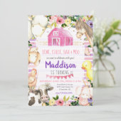 Fille ferme Anniversaire Invitation rose et violet (Debout devant)