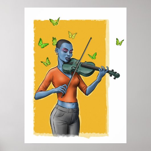 Fille Fiddler - Poster Surreal Violin Art (Pas de  (Devant)