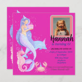 Fille Fille Sirène thème Invitation (Devant / Derrière)