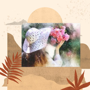 Fille Fleur Casquette Moderne Aquarelle toile Impr