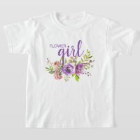 Fille Fleur Robe Fleurie Mariage T-Shirt Violet