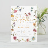 Fille Fleur sauvage d'aquarelle Invitation d'anniv (Debout devant)