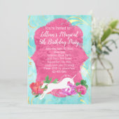 Fille Fleur Unicorne Anniversaire Fête Invitation (Debout devant)