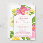 Fille Floral Garden Baby shower citron Invitation (Devant)