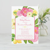 Fille Floral Garden Baby shower citron Invitation (Debout devant)