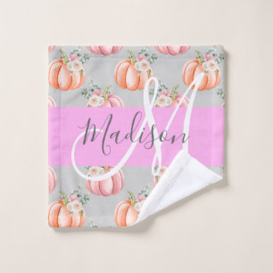 Fille Floral Gris rose Pêche Citrouille Nom