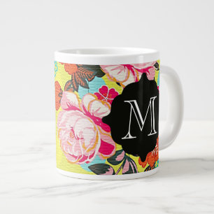 Fille Floral Paisley Monogramme Mug géant