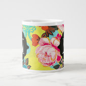Fille Floral Paisley Monogramme Mug géant (Devant)