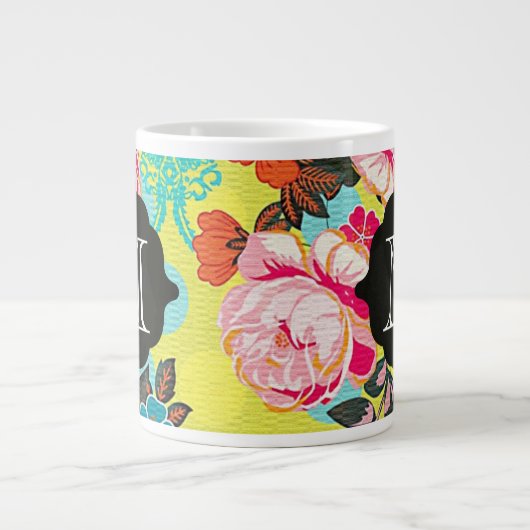 Fille Floral Paisley Monogramme Mug géant (Devant)