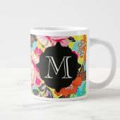 Fille Floral Paisley Monogramme Mug géant (Droite)