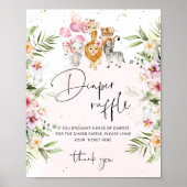 Fille floral safari animaux couche tombole poster (Devant)