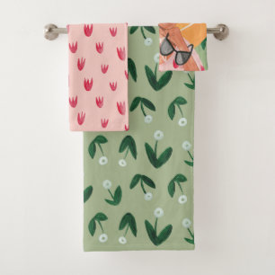 Fille floral vert sauge & rose impression intégral