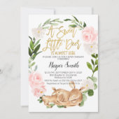 Fille Floral Wreath Deer Baby shower Invitation (Devant)