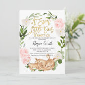 Fille Floral Wreath Deer Baby shower Invitation (Debout devant)