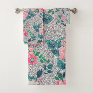 Fille florale et couleur argent rose Ombre Parties