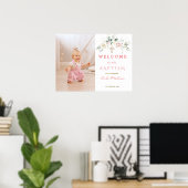 Fille Florale rose blanche Photo Affiche de bienve (Bureau à domicile)