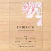 Fille Florale Rose Pâle Bébé en Fleur Invitation B (Recto)