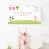 Fille Football Fête Bannière Sport rose (En situation)