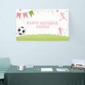 Fille Football Fête Bannière Sport rose (Salon professionnel)