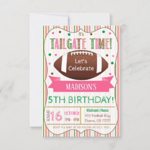 Fille Football Tailgate Invitation Anniversaire