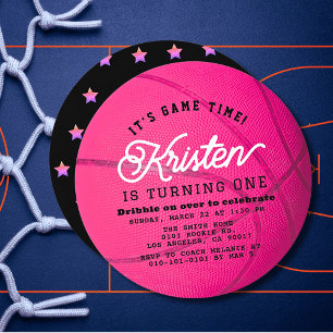 Fille Forme de Basketball Rose Invitation Annivers