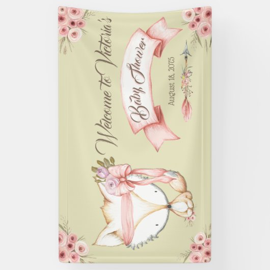 Fille Fox bébé fille Douche bannière (Vertical)