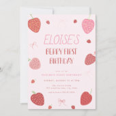 Fille fraise Berry Invitation d'anniversaire (Devant)
