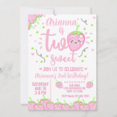 Fille fraise invitation de 2e anniversaire, Two Sw (Devant)