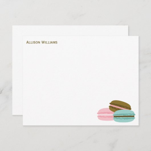 Fille Française Macarons Merci Cartes de Notes (Devant / Derrière)