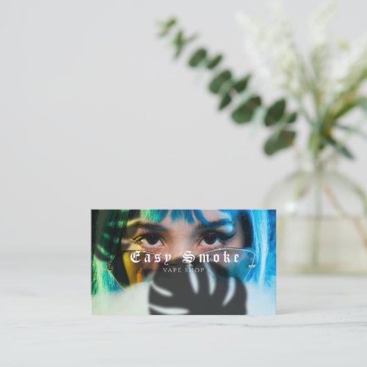 Fille Fumer Vape Carte de visite (Debout devant)
