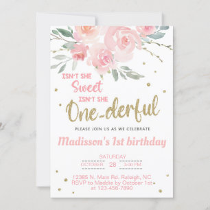 Fille géniale 1ère invitation de premier anniversa