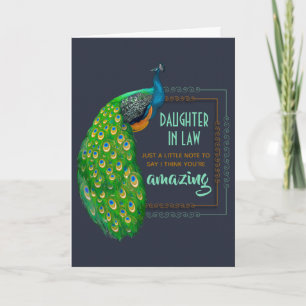 Fille géniale en droit Peacock carte de fête des m
