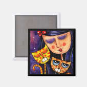Fille & Ginger Cats - Magnet (Recto/Verso)