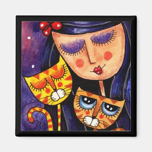 Fille & Ginger Cats - Magnet (Devant)