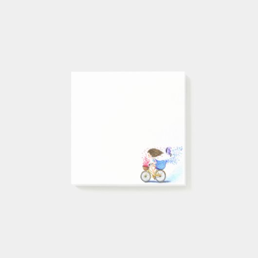 Fille heureuse avec le vélo Post-it® Notes (Devant)