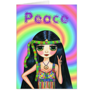 fille hippie de signe de paix des années 1960 avec