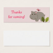 Fille Hippo Anniversaire baby shower Favoriser les (Devant & derrière)
