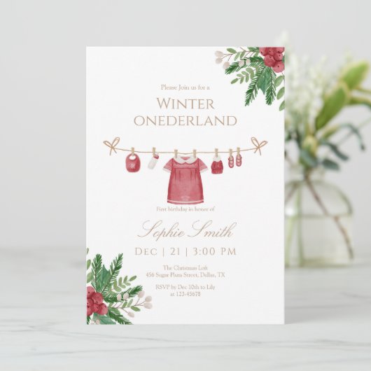 Fille hiver Onederland Premier Invitation d'annive (Debout devant)