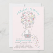 Fille Hot Air Balloon Bunny Baby Shower Invitation (Devant)